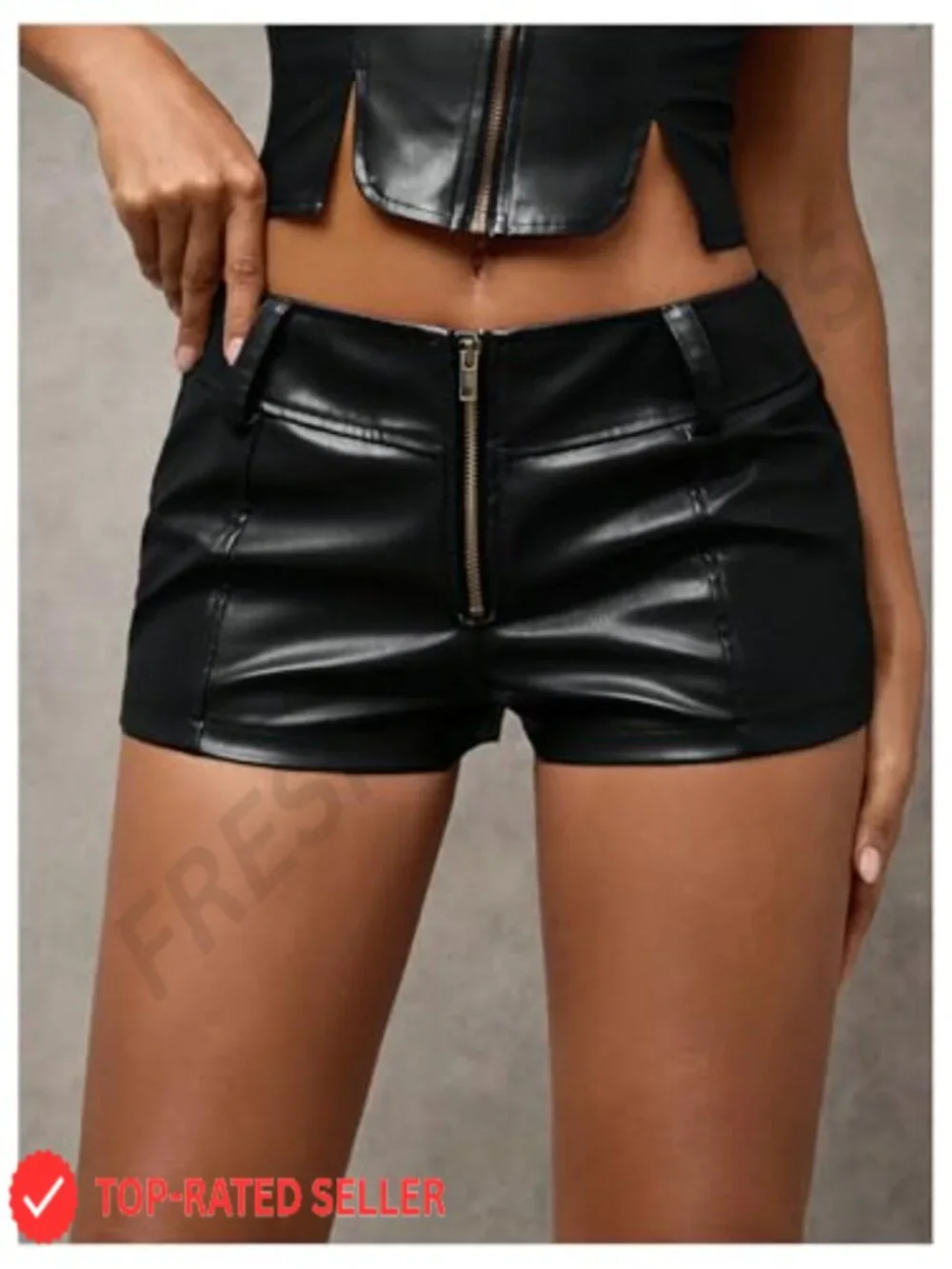Y2K High Waisted Faux Leather Drawstring Lace Up Rave Shorts